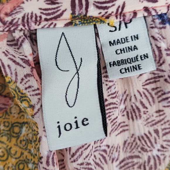 Joie Floral Peasant Boho Smocked Chiffon Blouson Sleeve Blouse - Picture 5 of 9